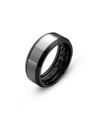 Men's Black & Gray Titanium 8.5mm Beveled Band