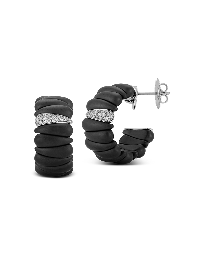 Roberto Demeglio 18K White Gold Demeglio Diamond & Matte Ceramic Artiglio Hoop Earrings