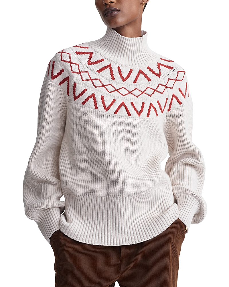 VARLEY MARCIE FAIR ISLE YOKE MOCK NECK KNIT SWEATER