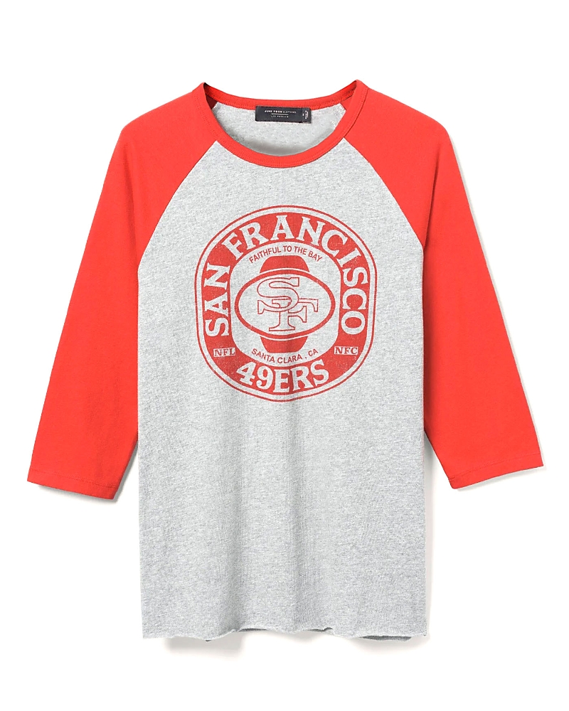 Junk Food Clothing Unisex Nfl San Francisco 49ers Elite Raglan In Heather Grey/licorice