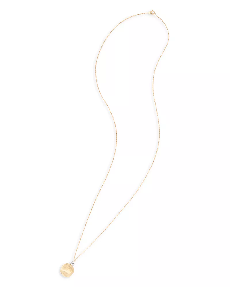 Marco Bicego 18K White & Yellow Gold Africa Diamond Textured Bead Pendant Necklace, 31.5