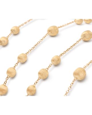 18K Yellow Gold Africa Textured Bead Long Strand Necklace, 36"