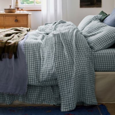  Gingham Linen Flat Sheet, Twin