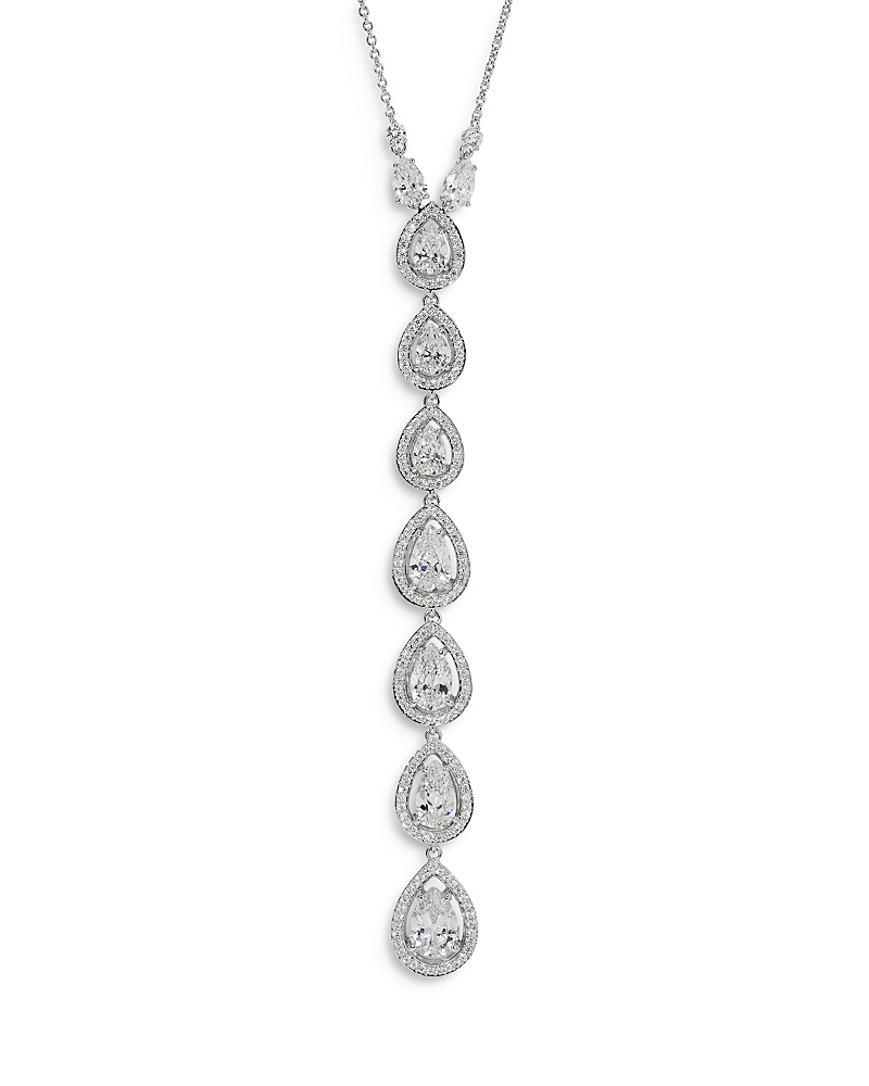 NADRI RADIANT CUBIC ZIRCONIA HALO LARIAT NECKLACE, 15-18