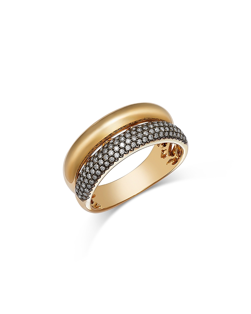BLOOMINGDALE'S FINE COLLECTION DIAMOND DOUBLE-ROW RING IN 14K YELLOW GOLD, 0.31 CT. T. W.