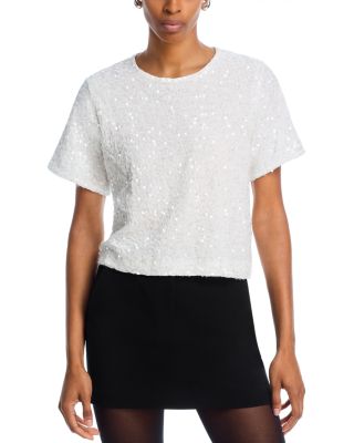 STEVE MADDEN - Cressa Sequined Velvet Top