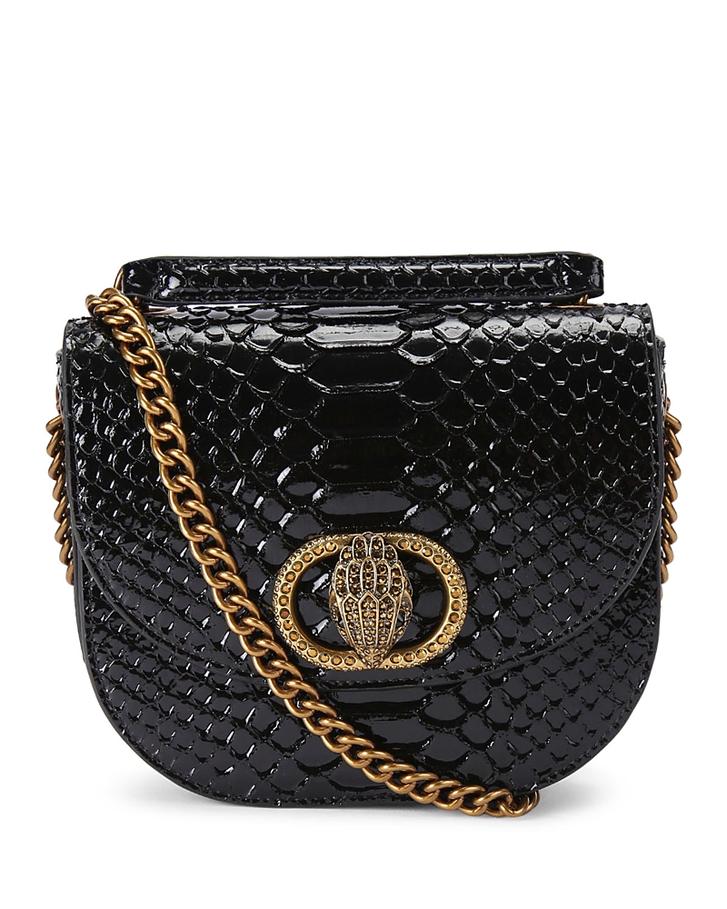 Kurt Geiger London Chelsea Leather Saddle Bag In Black