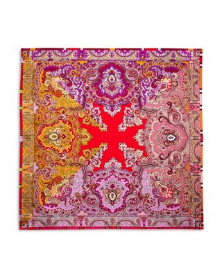 Color Block Paisley Square Silk Scarf