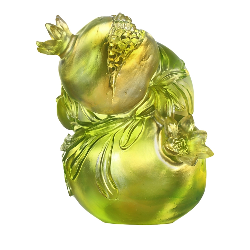 Liuli Nature, Pomegranates, Vase, Pen Holder, Talent Conquers All In Amber Gree
