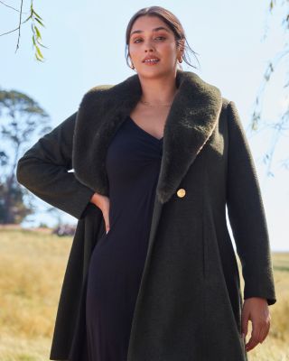 Grammys Faux Fur Trimmed Coat