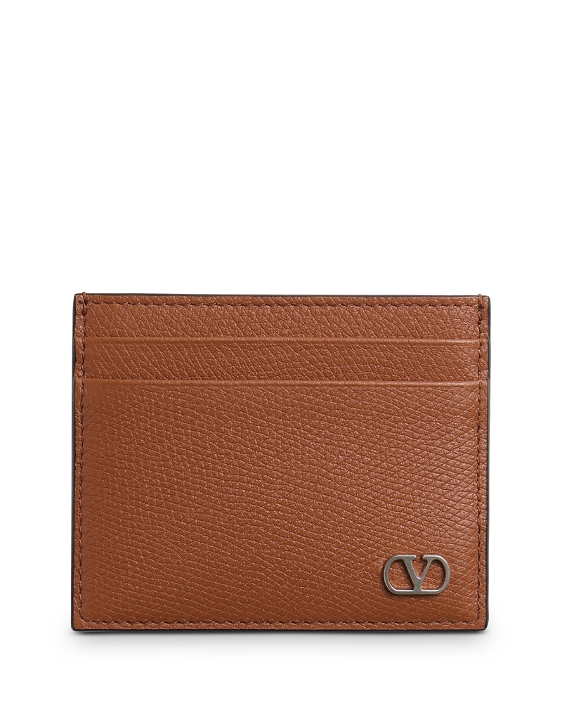 Valentino Garavani Vlogo Signature Grainy Calfskin Card Holder In Selleria