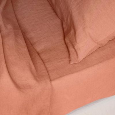  Linen Blend Fitted Sheet, Queen