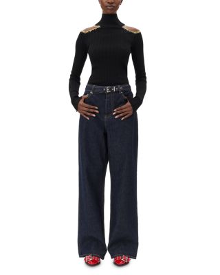 Izey Belted Wide Leg Jeans in Rinse