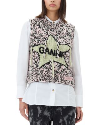 GANNI - Graphic Wool Hand Knit Vest