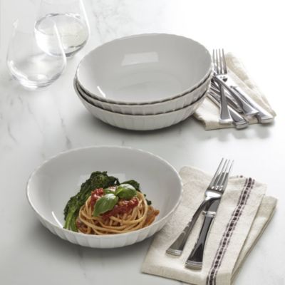 French Perle Scallop Pasta Bowls, Set of 4