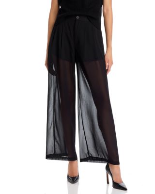 AQUA - Sheer Wide Leg Pants - Exclusive