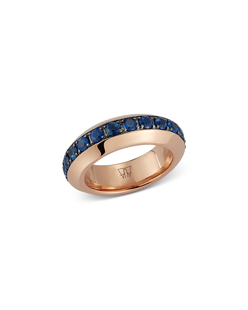 Walters Faith 18k Rose Gold Grant Blue Sapphire Angled Ring, 2.56 Ct. T. W. In Blue/pink