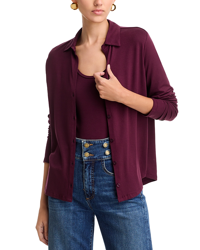 Shop Majestic Soft Touch Knit Shirt In Prune