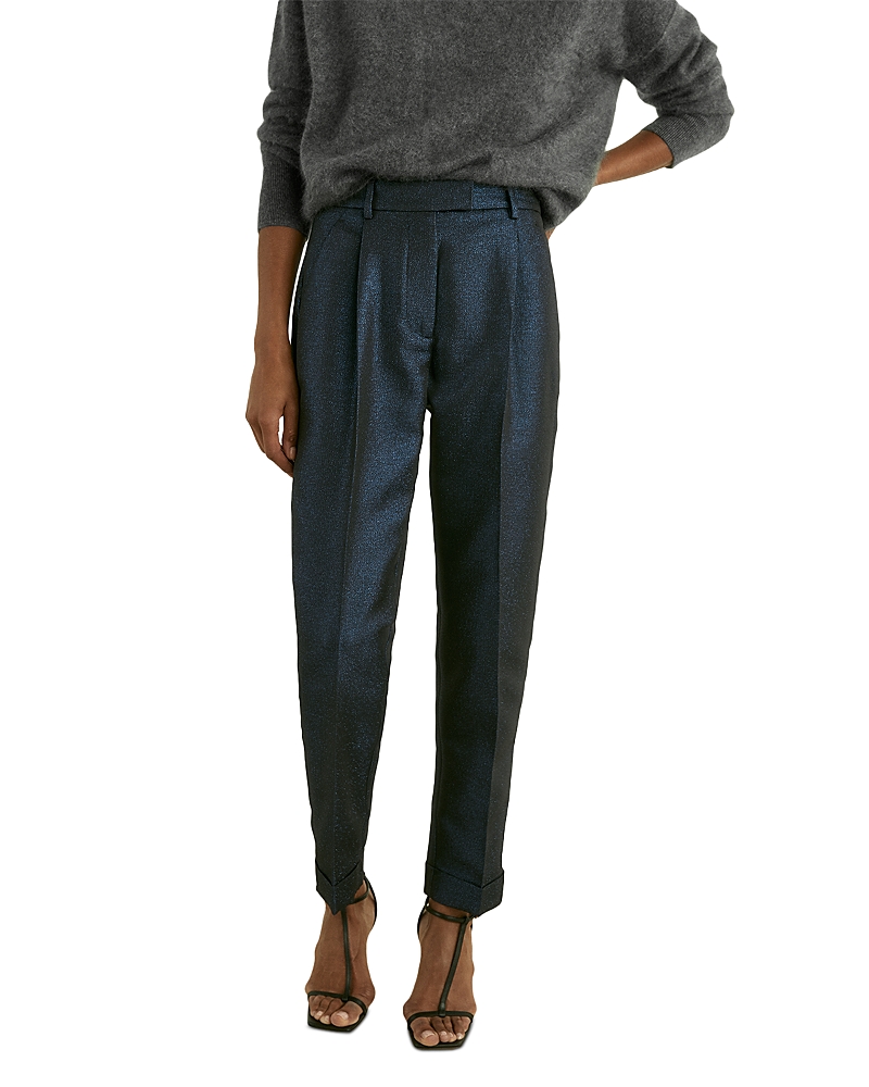 Shop Reiss Sienna Sparkle Tapered Leg Pants In Navy