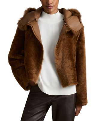 REISS - Laure Hooded Shearling Jacket