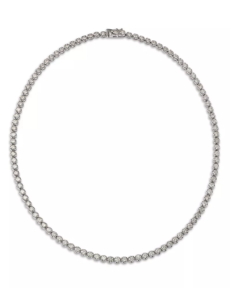 Bloomingdale's Fine Jewelry Diamond Crown Set Tennis Necklace in 14K White Gold, 10 tcw