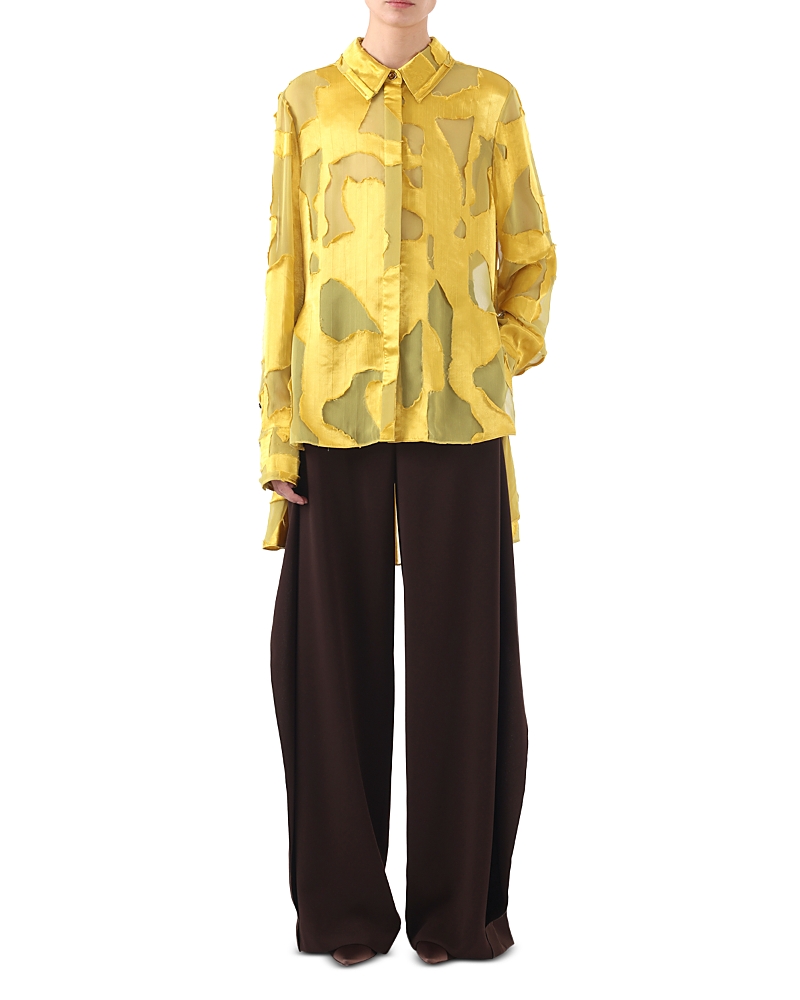 Jason Wu Collection Abstract Fil Coupe Button Down Shirt In Kiwi