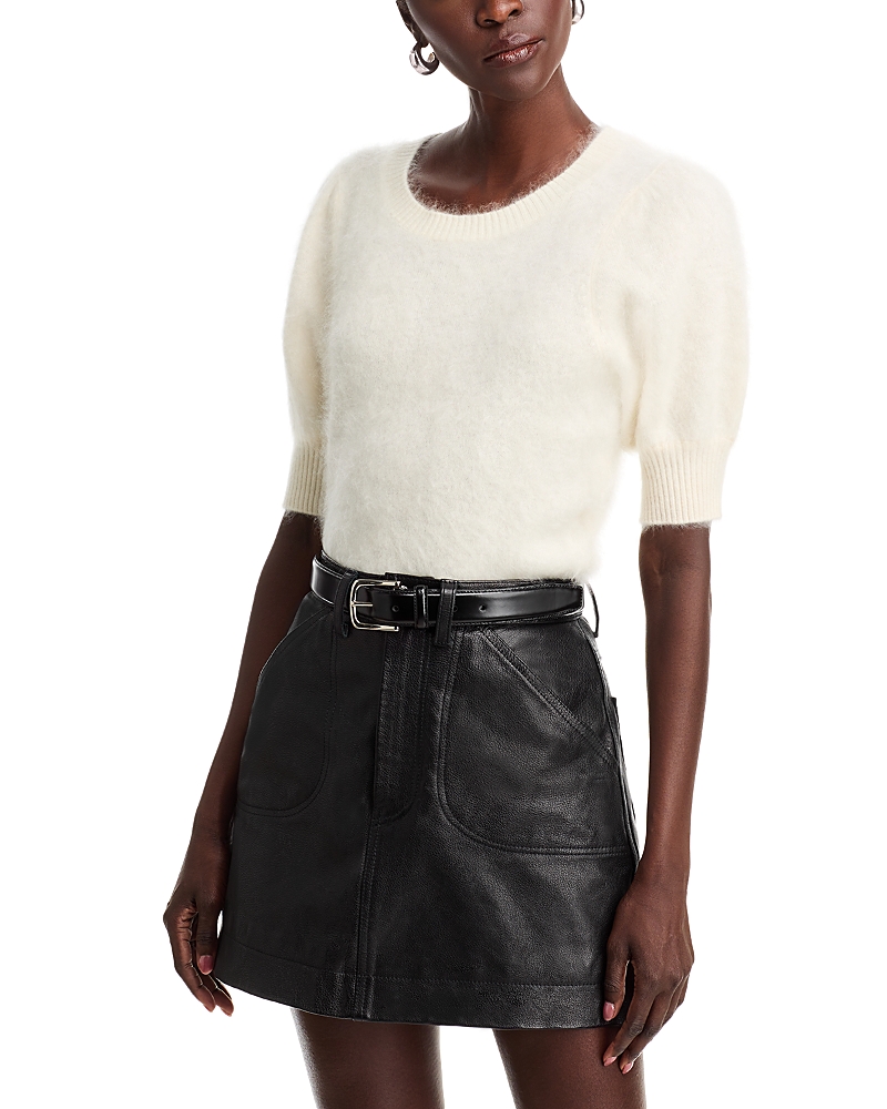 Paige Gladiolus Short-sleeve Cashmere Sweater In Ivory