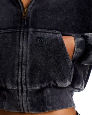 alexanderwang Faux Fur Trim Cropped Hoodie | Bloomingdale's Women