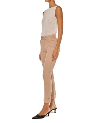 Mara Straight Mid Rise Instasculpt™ Ankle Jeans in Almond Cuffed