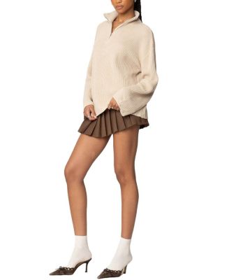 Amour High Neck Oversized Zip Sweater