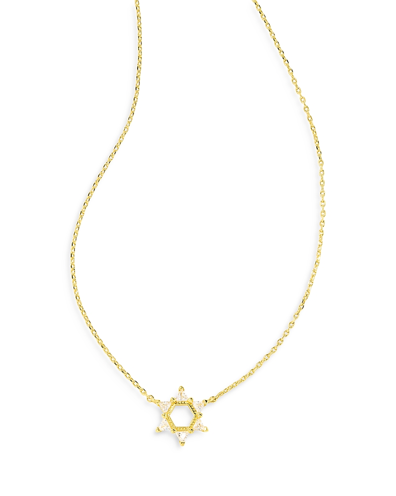 Kendra Scott Cubic Zirconia Star Of David Adjustable Pendant Necklace In 14k Gold Plated, 19 In Gold