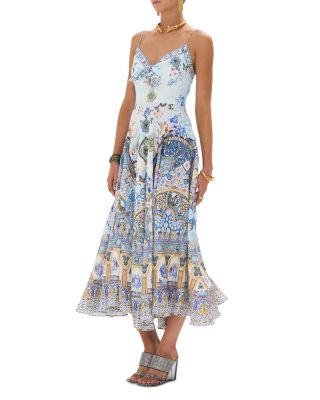 Printed Linen Tie Front Dress in Al Manial Palace Memoirs