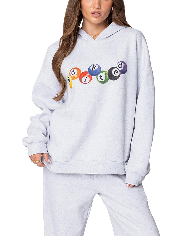 Shop Edikted Billiard Oversized Hoodie In Gray Melange