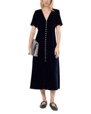 The Kooples Velvet Short Sleeve Midi Dress