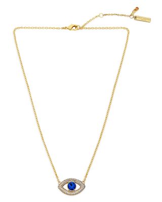 Kurt Geiger London Pave & Blue Crystal Evil Eye Pendant Necklace in Gold Tone, 16-18