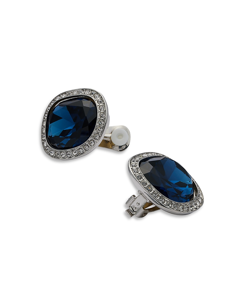 Kenneth Jay Lane Blue Rhinestone Clip On Earrings