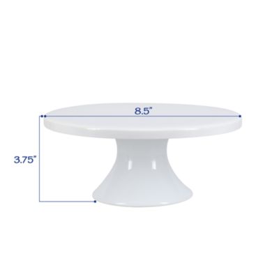 White Porcelain Round Pedestal Cake Stand, 8.5" 