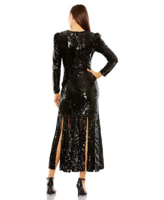  Long Sleeve High Neck Carwash Panel Dress