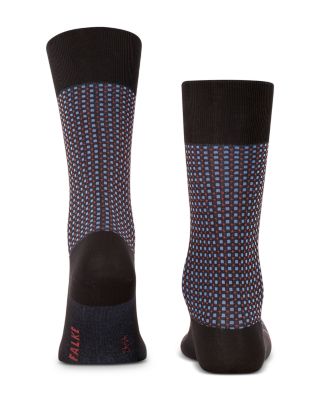 Uptown Tie Cotton & Nylon Grid Crew Socks