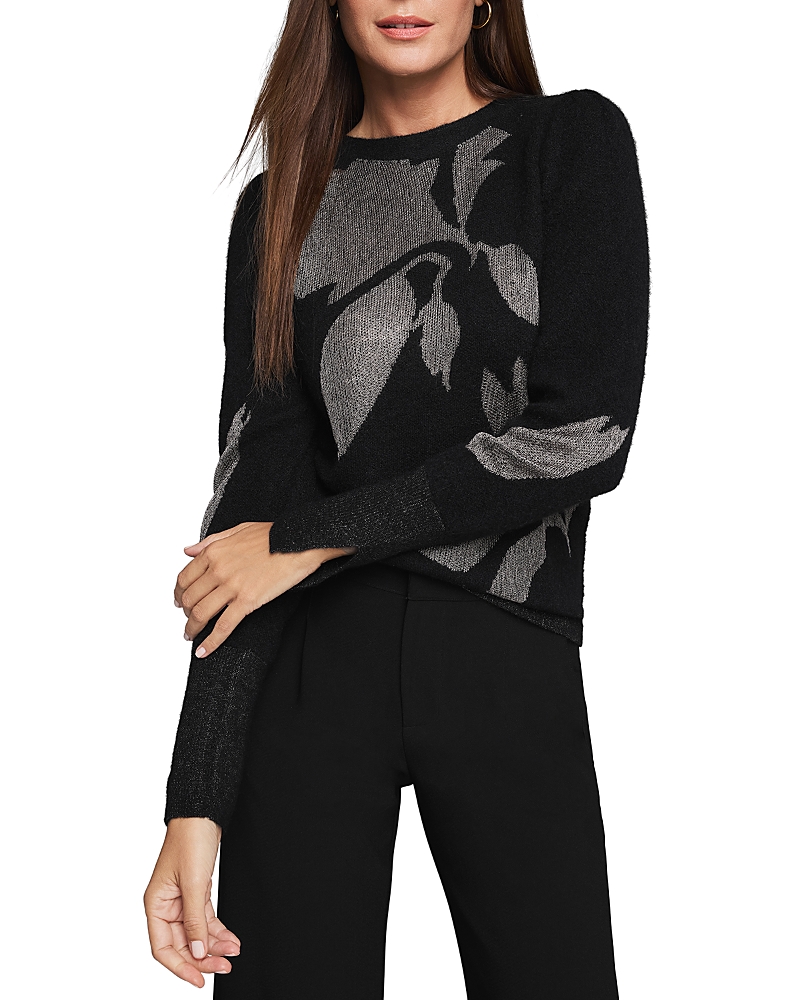 Nic + Zoe Nic+zoe Lace Knit Floral Sweater In Black Multi