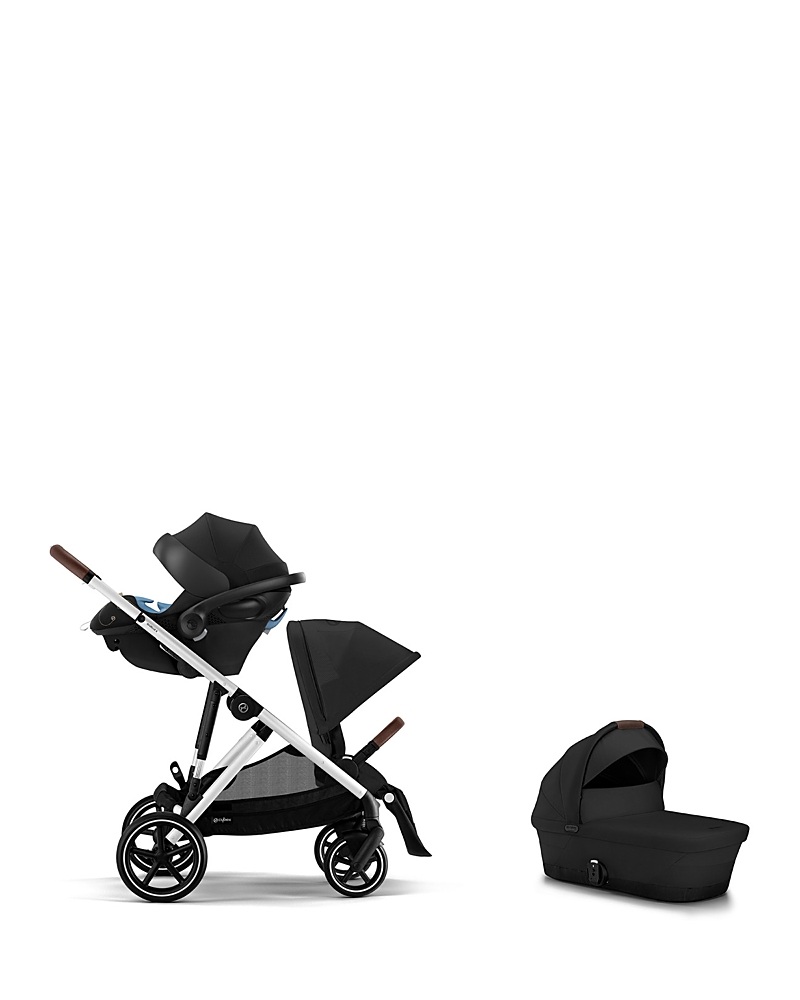Cybex Gazelle S 2 Single To Double + Aton G Swivel Travel System With Gazelle S Cot In Moon Black