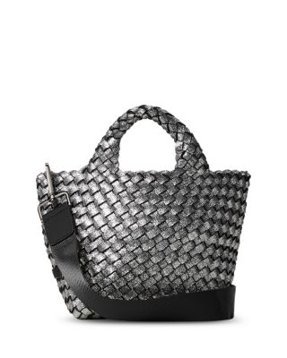 NAGHEDI - St. Barths Woven Metallic Silver Petite Tote Bag