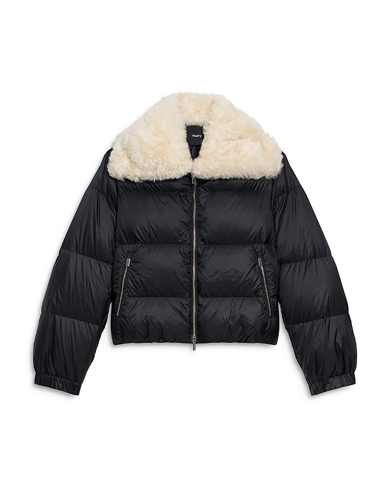 Theory Combo Collar Down Puffer Jacket In Black