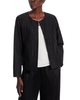 Eileen Fisher - Silk Snap Front Round Neck Jacket