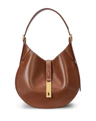 Polo Ralph Lauren Womens Cuoio Polo Id Small Leather Shoulder Bag In Brown