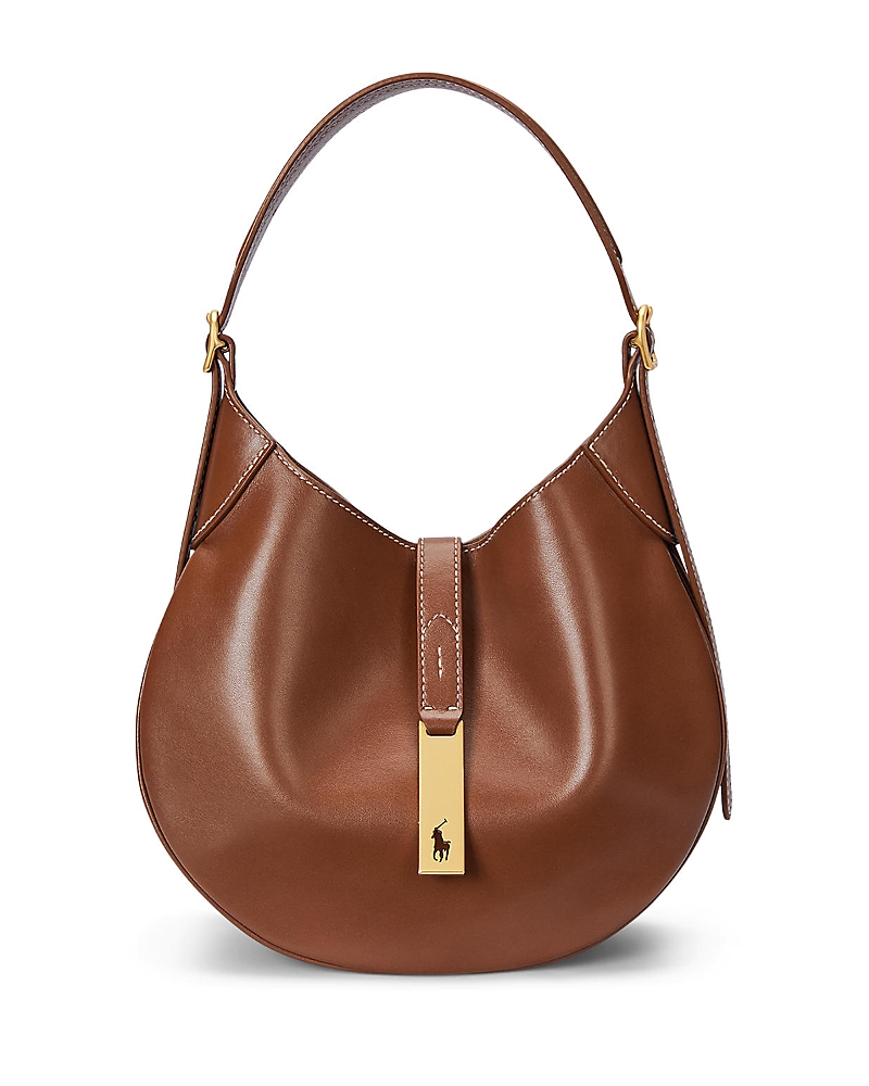 Polo Ralph Lauren Womens Cuoio Polo Id Small Leather Shoulder Bag In Brown
