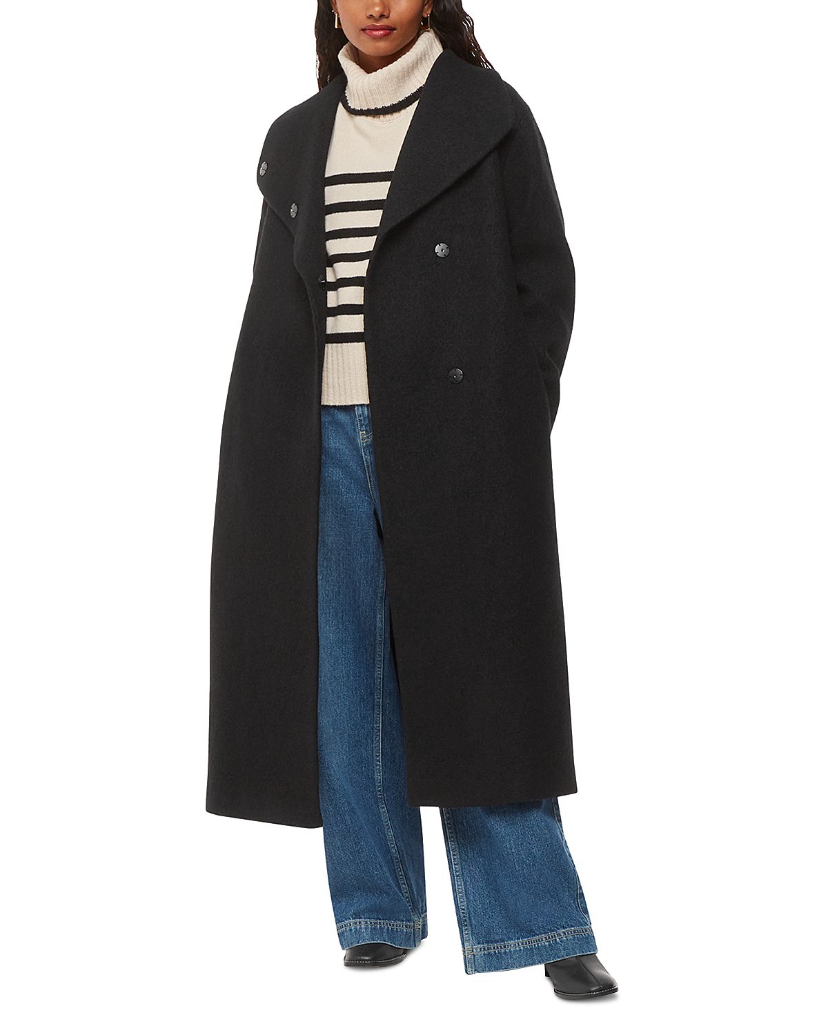 Whistles Petite Morgan Funnel Neck Wool Coat
