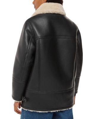 Petite Faux Shearling Aviator Coat
