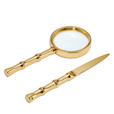 Ava Brass Bamboo Magnifying Glass & Letter Opener