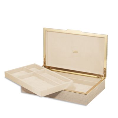 Classic Croc Embossed Leather Desk Box in Fawn